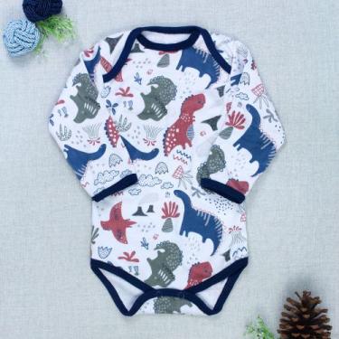 Imagem de Body Bebê Branco Manga Longa - Estampa Dino Divertida - Era Uma Vez, B