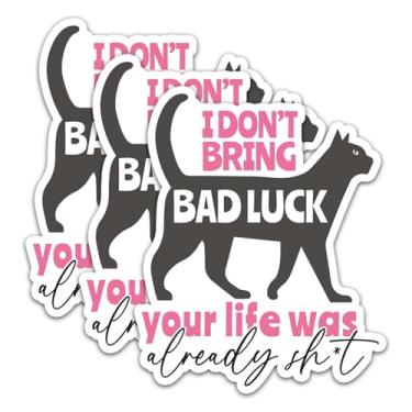 Imagem de (3 peças) I Don't Bring Bad Luck Adesivos Amantes Gatos Adesivos Decalque Adesivo de Vinil Impermeável Adesivos Adulto para Laptop Kindle Carro Copo Garrafa de Água Caneca Telefone Notebook Capacete -