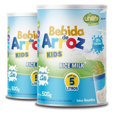 Imagem de Kit 2 Bebida De Arroz Kids Unilife Sabor Baunilha 500g