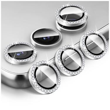 Imagem de Zeponny Protetor de lente de câmera Diamond para Samsung Galaxy A14/A24/A34/A54, protetor de tela traseira de vidro temperado 9H, anel de proteção de metal de alumínio individual antiarranhões Bling