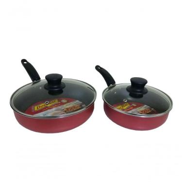 Imagem de Kit 2 Frigideiras Antiaderente Com Tampa De Vidro 22 E 18cm