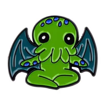 Imagem de H.P. Lovecraft Baby Cthulhu Necronomicon Cosmic Horror Mythos Great Old One Cute Kawaii 3,15 cm Emblema de broche esmaltado, 1.25 Inches, Esmalte, Esmalte