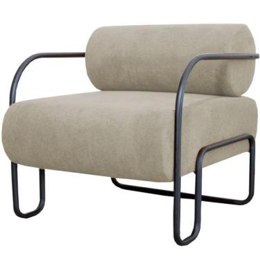 Imagem de Poltrona para Sala e Escritório Base de Metal Mansk - Konfort, Linho B