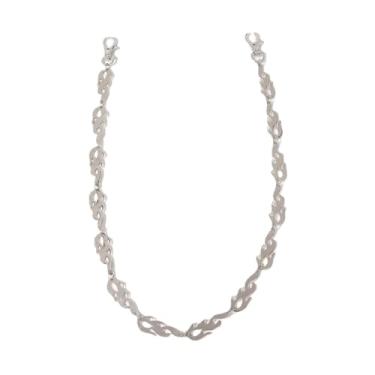 Imagem de PINKPIN Corrente de calça flama, hip-hop, corrente de cintura para homens e mulheres, acessório de corrente de jeans de metal elegante prata, Chaveiro tipo carteira, 50cm