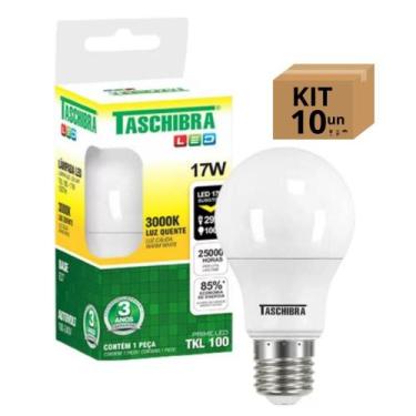 Imagem de Kit 10 Lâmpadas Bulbo Led Taschibra TKL Bivolt E27 17w 3000k