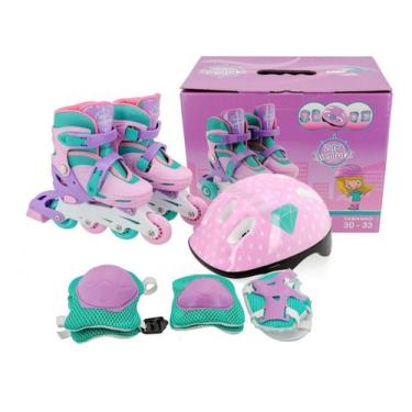 Imagem de Patins Roller Infantil Menina Tri-line E In-line Ajustável - UNITOYS, 