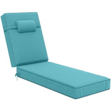 Imagem de Almofadas de espreguiçadeira Olefin de 182 x 53 x 10 cm, almofadas de espreguiçadeira com encosto de cabeça para móveis ao ar livre – Almofada de substituição resistente ao clima e ao desbotamento