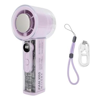 Imagem de Fã de Turbo Portátil, Poderoso Ventilador Pessoal Turbo de Alta Velocidade Com Exibição Digital, fã de Refrigeração Pessoal Silenciosa Com Ajuste de Ritmo para Viagens de (Roxo)