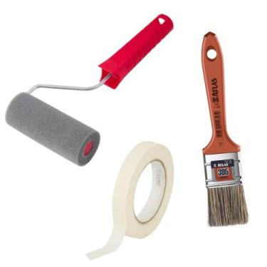 Imagem de Kit Pintura com Pincel Rolo e Fita Crepe - Atlas