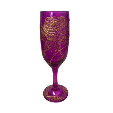Imagem de Taça Pomba Gira Roxa Rosa Cristal Gallant Luxo 150ml - Vidro - Lua Mís