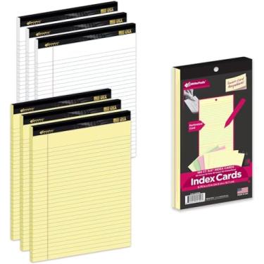 Imagem de KAISA 20LB Legal Pads 8.5 x 11 6 Notepads Wide Ruled Yellow Pads White Pads 8-1/2"x11-3/4 Heavy Weight Paper Perforated Write Pads Sturdy Writing Tablets And Coloerd Tearable Index Cards 3x5