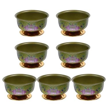 Imagem de Tigelas de 7 peças de altar budista de de água de água benta tigela de tibetana de sacrifício para chá yoga incenso templo