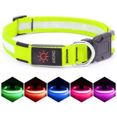 Imagem de Coleira LED para cães VIZPET ajustável USB recarregável verde