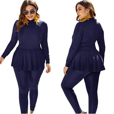Imagem de Roupa de mergulho feminina plus size 4GG-5GG roupa de mergulho tamanho grande roupa de mergulho de corpo inteiro surf mergulho caiaque azul 3GG