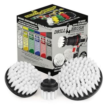 Imagem de Kit de 3 peças de ferramentas de limpeza para escova de perfuração para esfregar/limpar azulejos, rejunte, chuveiro, banheira e todos os outros usos gerais de esfregão da Drillbrush, Automotive Soft-white, 5in, 4in, 2in
