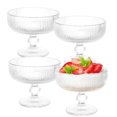 Imagem de Taça sobremesa Jogo 4 Taças de Vidro Decorado Sobremesa Sorvete 320ml