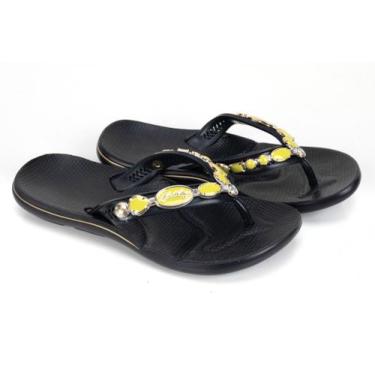 Imagem de Chinelo Anatômico Alcalay Feminino Pedras Resina, Amarelo néon, 38