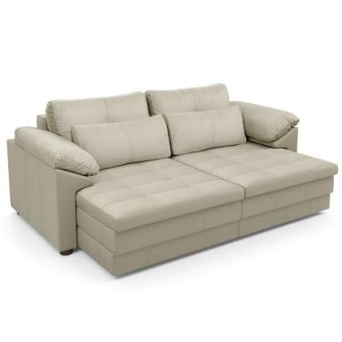 Imagem de Sofá Retrátil Para Sala de Estar 3 Lugares 250cm Riza S03 Couro Bege P