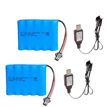 Imagem de Itexkun 2 peças 6v 1400mah Ni-Cd recarregável SM-2P bateria com 2 x cabo USB para 8817E e 8818E RC Monster Truck RC carros veículos