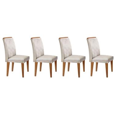 Imagem de Kit 4 Cadeiras Sala Jantar Lunara 4 Un Imbuia/Suede Creme - Rufato