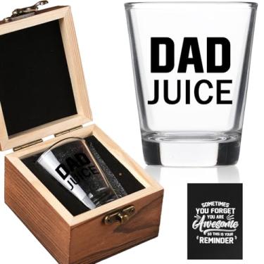 Imagem de Ithmahco Presentes de Dia dos Pais para o Pai - Copo de shot de suco do pai com caixa de madeira - Presente de Dia dos Pais da filha, filho, crianças, presente legal para pais