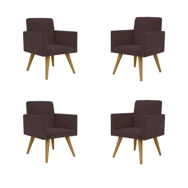 Imagem de Kit 4 Cadeiras Recepção Poltrona Escritório marrom