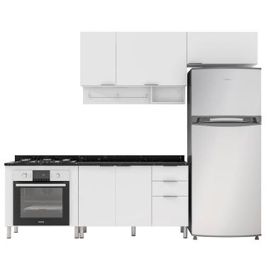 Imagem de Cozinha Compacta Rubi 5 Portas, 3 Gavetas E 3 Prateleiras Bartira Branco
