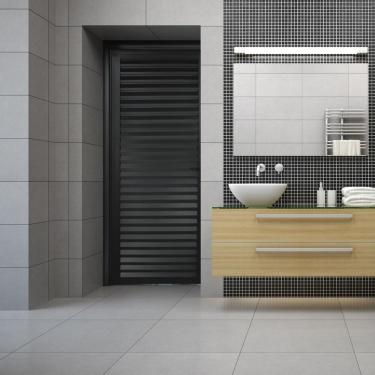 Imagem de Porta De Alumínio Palheta 210X80Cm Lado Direito Preto