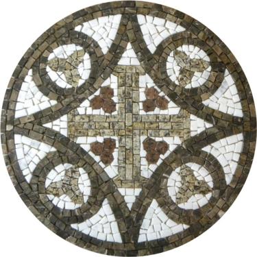 Imagem de Mosaico Religioso Bizantino Cruz Bizantina Tamanho 150cm