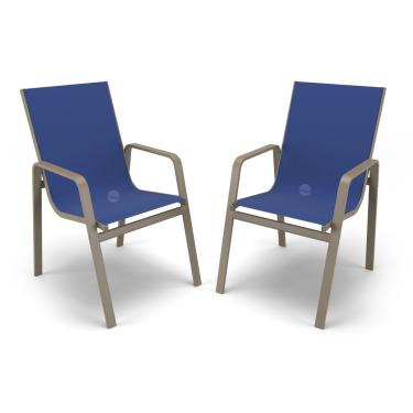 Imagem de Kit 2 Cadeiras Miami Gourmet Alumínio Fendi Tela Azul