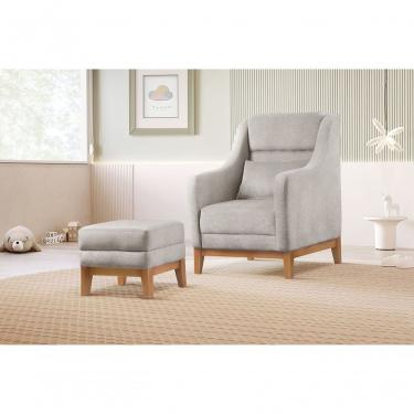 Imagem de Poltrona De Amamentação Com Puff áquila linho Cinza 101