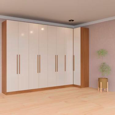 Imagem de Guarda-roupa Modulado Canto Reto De Casal Bartira Lugano Avelã/cappuccino