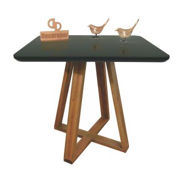 Imagem de Mesa Jantar Base X Tampo Retangular Laca Com Vidro 120x70 Preto