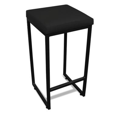 Imagem de Banqueta Alta Para Cozinha Industrial Nick D03 Metal Assento Estofado Preto D'Rossi