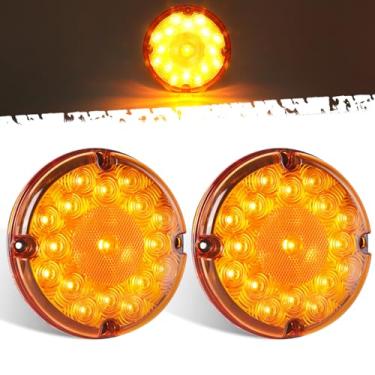 Imagem de ASNOO 2 peças de luz traseira redonda de LED de 17 polegadas com lente de reflexo interno, parada/freio/seta/luz de estacionamento submersível para caminhões, trailers, ônibus, trailers e veículos