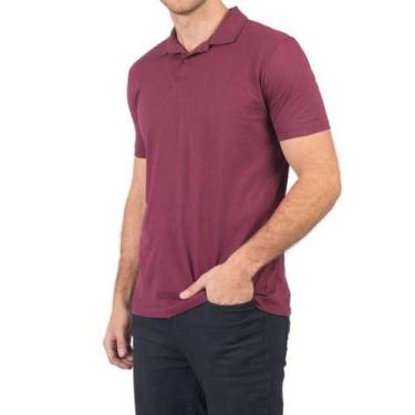 Imagem de Camiseta Gola Polo Masculina Bordô Lisa - Wju Jeans, XG, Bordô
