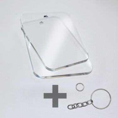 Imagem de 50 Base Chaveiro Acrilico Cristal 3mm - 4 x 6cm + Argola - Studio 360 