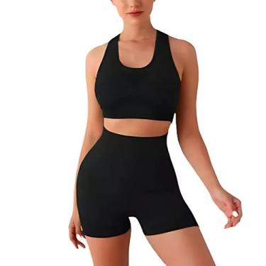 Imagem de Conjuntos Academia Fitness Feminino Leggings Top Bra Shorts Levanta Bu