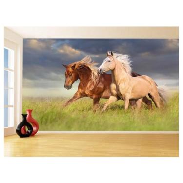 Imagem de Papel De Parede Animais Casal Cavalos Fazenda 3,5M Anm323 - Você Decor