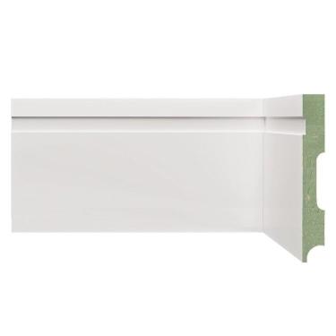 Imagem de Kit Rodapé de MDF 5 Barras Frisadas de 12cm x 2,40m Rende 12 Metros Moldufama Branco