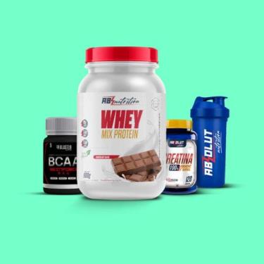 Imagem de Combo 3 mix - morango absolut whey/creatina/bcaa/coqueteleira - ABSOLU