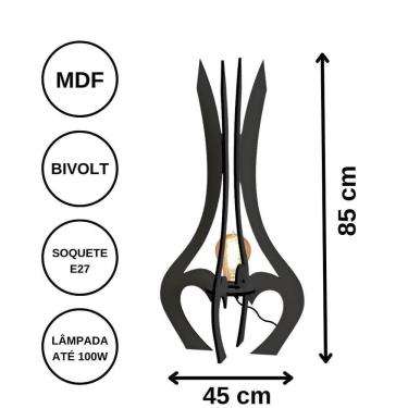 Imagem de Luminária De Chão Mdf Palace Preto - 85x45cm