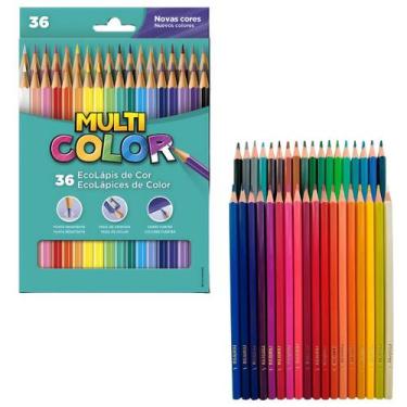 Imagem de Lápis De Cor 36 Cores Multicolor Material Escolar Para Colorir
