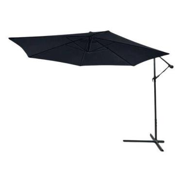 Imagem de Ombrelone Lateral Articulado Alumínio 3,5m Grande Praia Cor Preto - Im