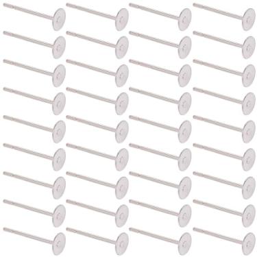 Imagem de SUNNYCLUE 1 caixa 900 peças brincos de bisel em branco de aço inoxidável brincos em branco 4 mm prata cabochão configuração bandejas achatadas redondas achatadas para joias faça você mesmo anéis de