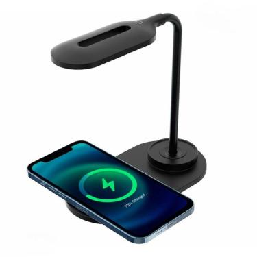 Imagem de Luminária De Mesa Led Carregador Sem Fio Indução Celular Touch Articulável