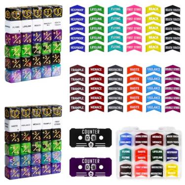 Imagem de FIGURESLAB 122PCS MTG Keyword Tokens & Dice & Life Counter Set for Magic Card, Health Tracker Life Counter Bulk Ability MTG Dice Set, Compatible with TCG Card Gaming Accessories CCG Creature Stats