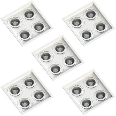 Imagem de 5 Spot Quadruplo Embutir Quadrado Recuado Par20 Branco 110v/220v - SAV