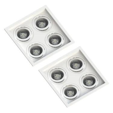 Imagem de 2 Spot Quadruplo Embutir Quadrado Recuado Par20 Branco 110v/220v - SAV