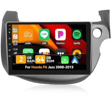 Imagem de [2 + 64G] Android 15 estéreo para carro Honda Fit Jazz 2008-2013 (mão direita) com carro sem fio e Android Auto, rádio automotivo com tela sensível ao toque de 10,1 polegadas com link espelhado, rádio